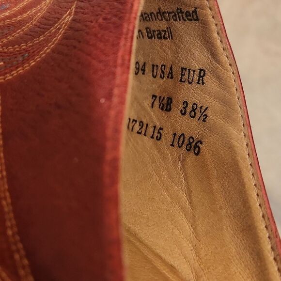 Charlie 1 Horse Red Embroidered Leather Heeled Mules Made in Brazil Size 7.5 - Picture 10 of 13